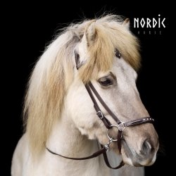 Nakkestykke med V-pandebnd og 5 sten - Brun