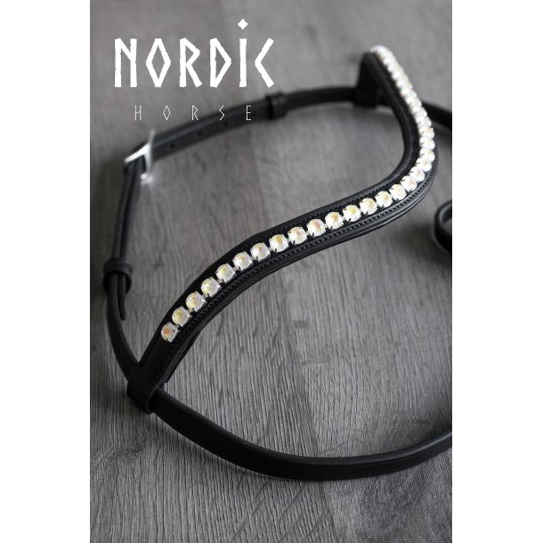 Trense med metaliske sten - Creme