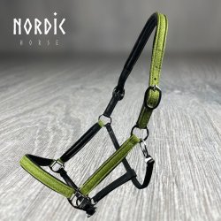 Ldergrime med grn glitter