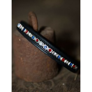 Hundehalsbnd med sten i metal