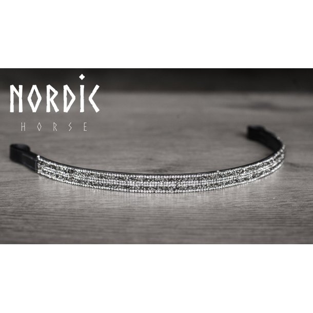 pandebnd med rkker af sm sten i sort og hvid